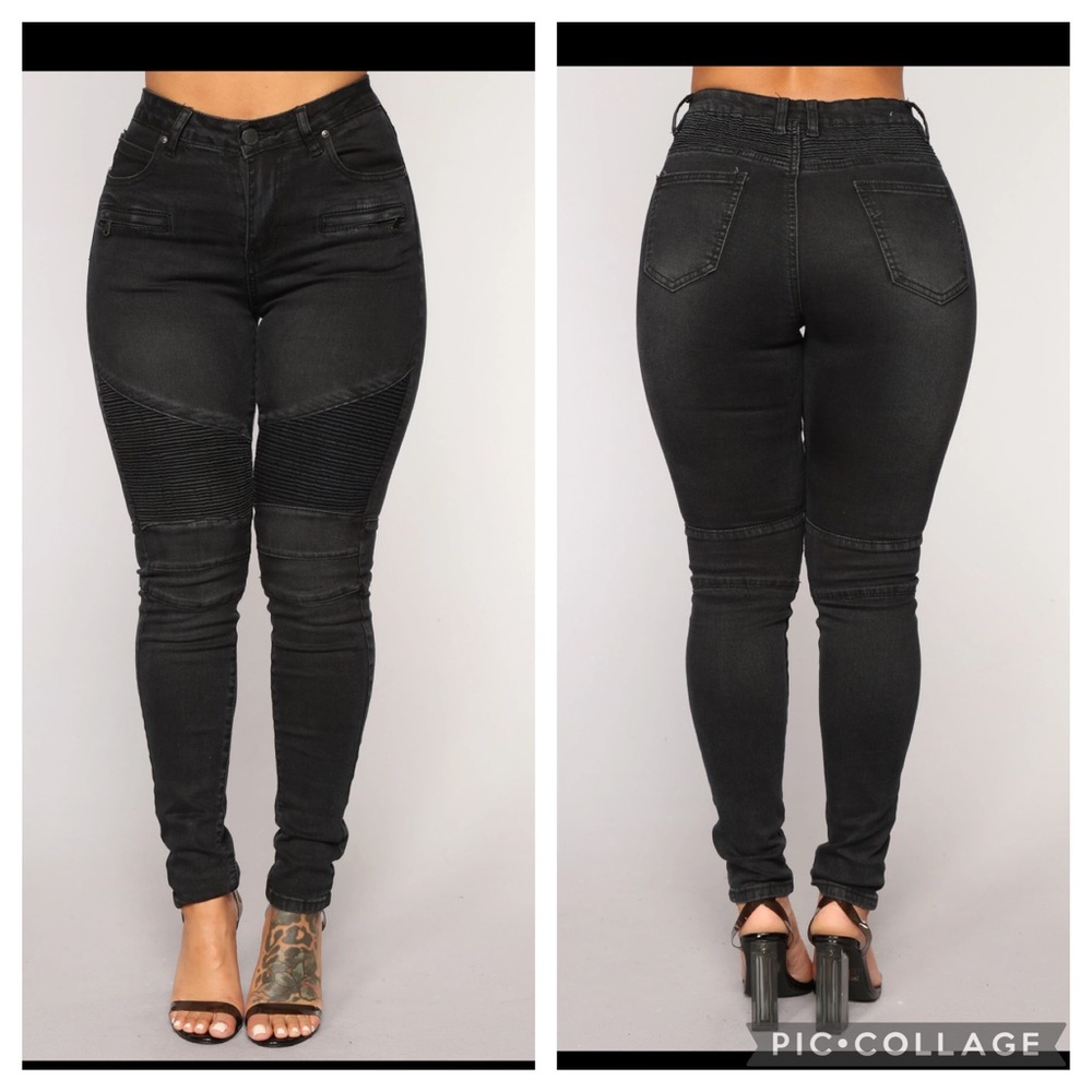 Dark Wash Moto Jeans